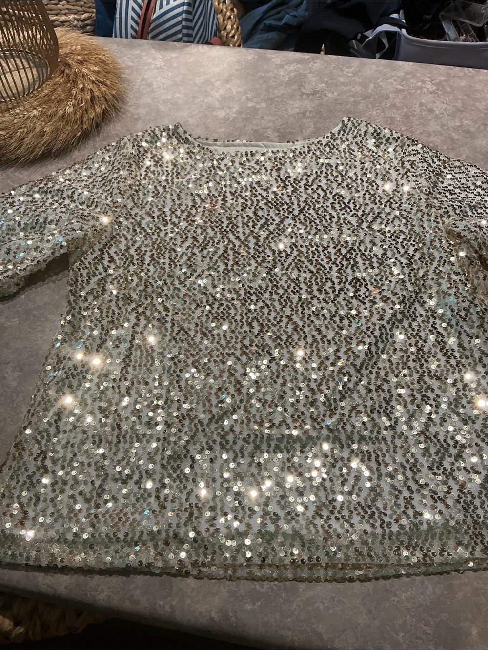 GOLD Sequin Embellished Women's Top 2X